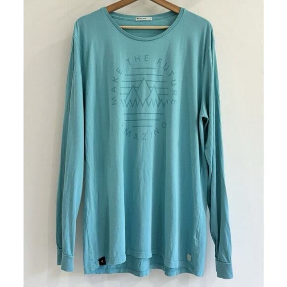 Men’s Marine Layer Teal Graphic Long Sleeve T-Shirt size Large - Picture 2 of 5